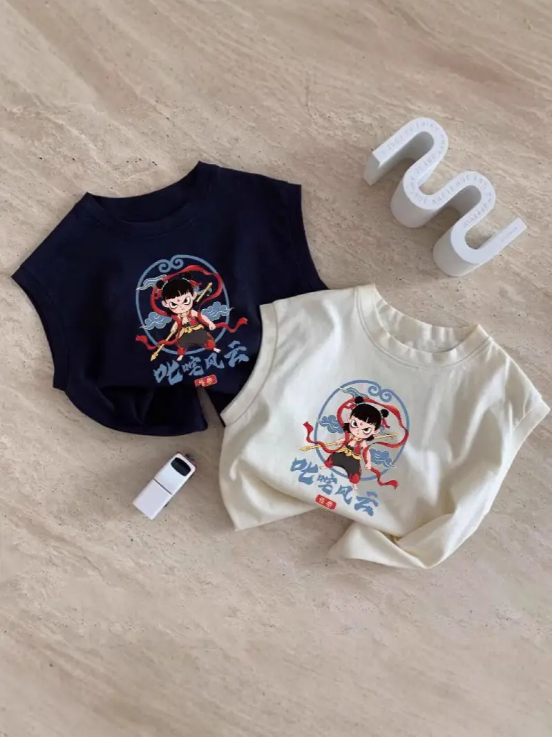 Nezha Cartoon T-Shirt for Girls Boys Cotton Short Sleeve - Image 9
