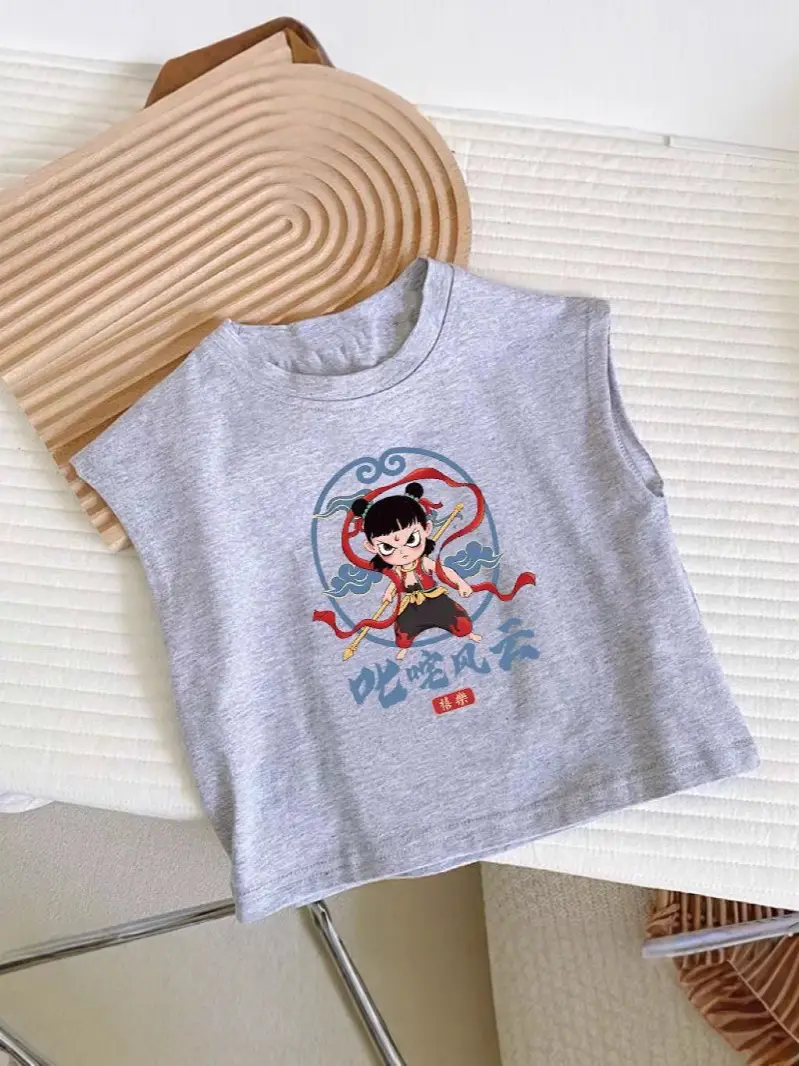 Nezha Cartoon T-Shirt for Girls Boys Cotton Short Sleeve - Image 10