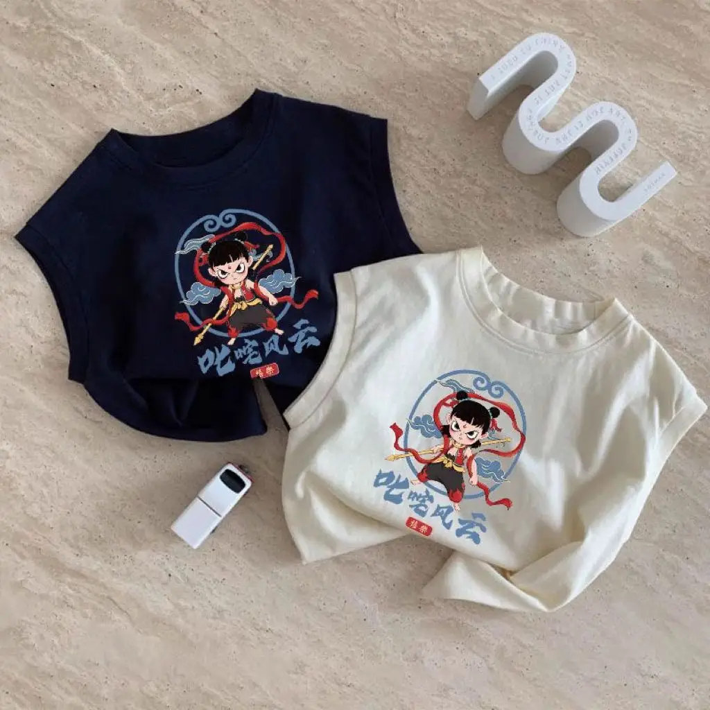 Nezha Cartoon T-Shirt for Girls Boys Cotton Short Sleeve — feature 12