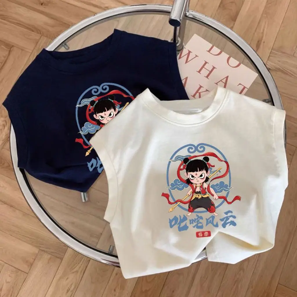 Nezha Cartoon T-Shirt for Girls Boys Cotton Short Sleeve — feature 9