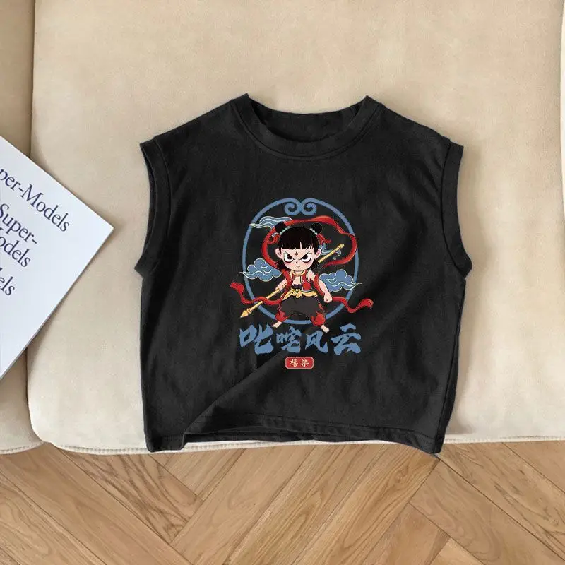 Nezha Cartoon T-Shirt for Girls Boys Cotton Short Sleeve - Image 2