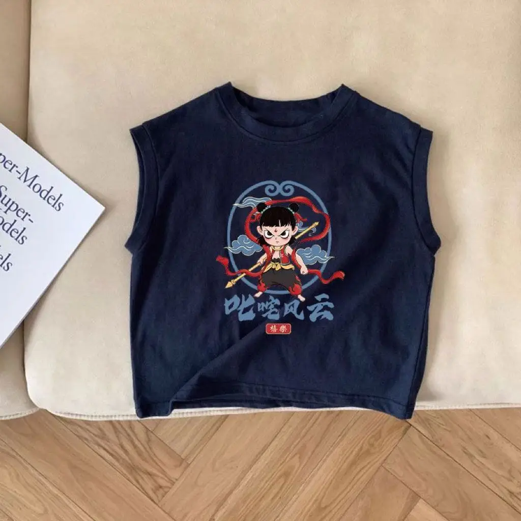 Nezha Cartoon T-Shirt for Girls Boys Cotton Short Sleeve - Image 3