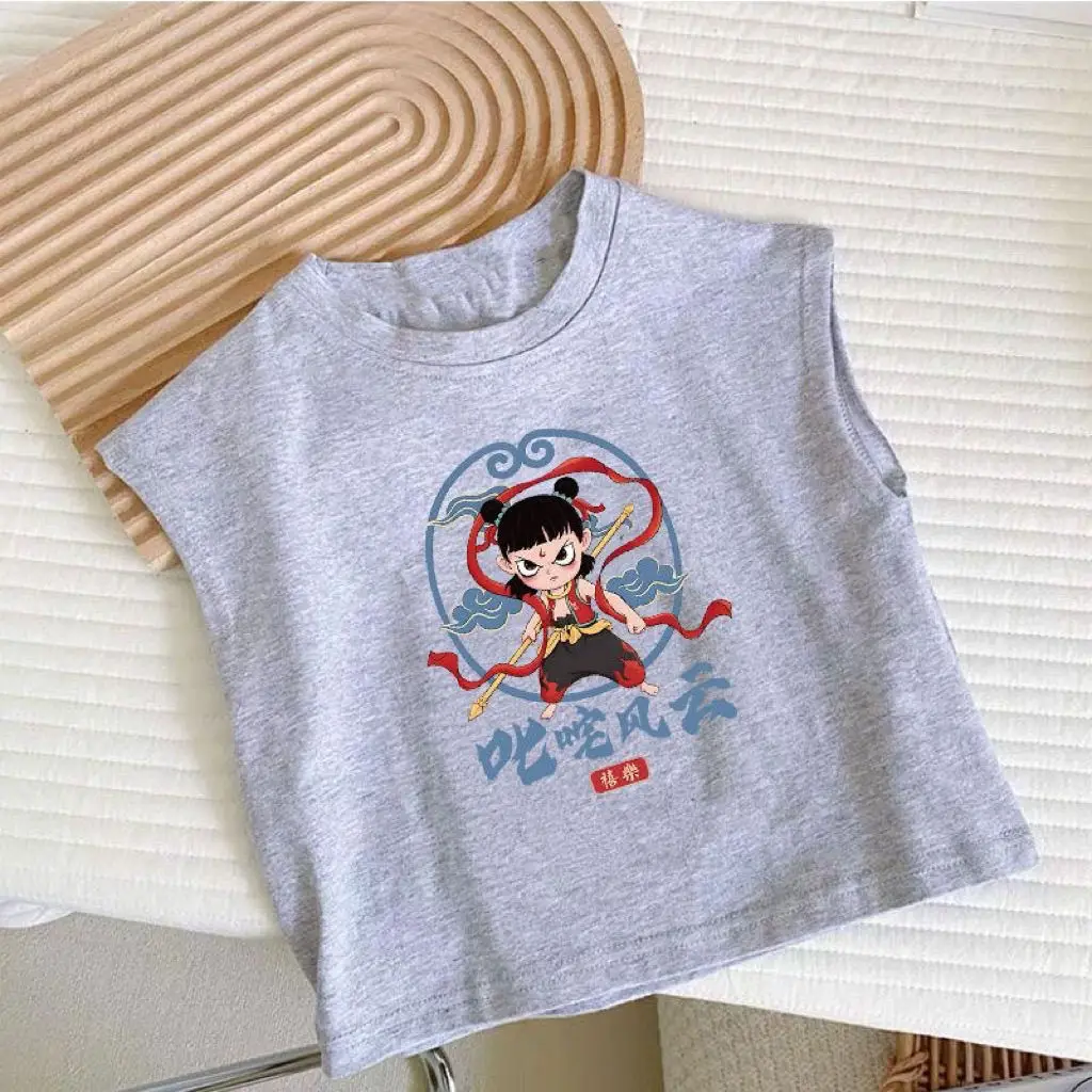 Nezha Cartoon T-Shirt for Girls Boys Cotton Short Sleeve - Image 4
