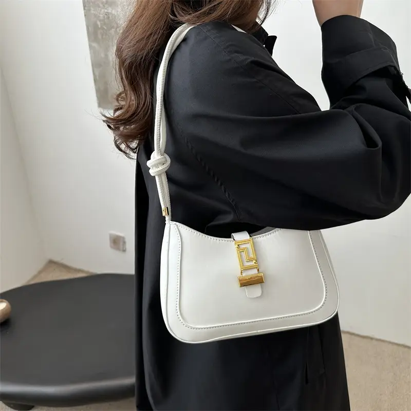 Women's Beige Crossbody Bag with Gold Clasp
