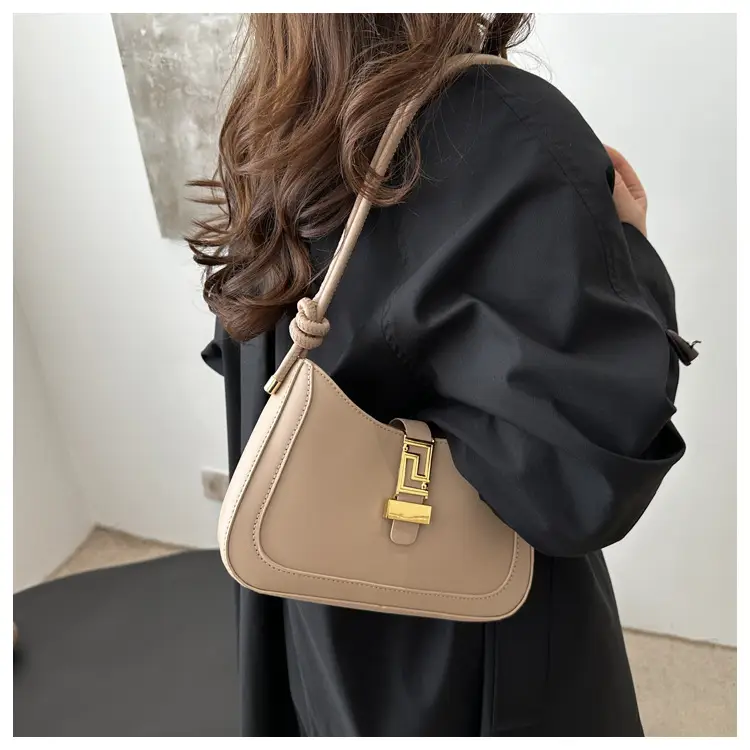 Women's Beige Crossbody Bag with Gold Clasp — feature 10