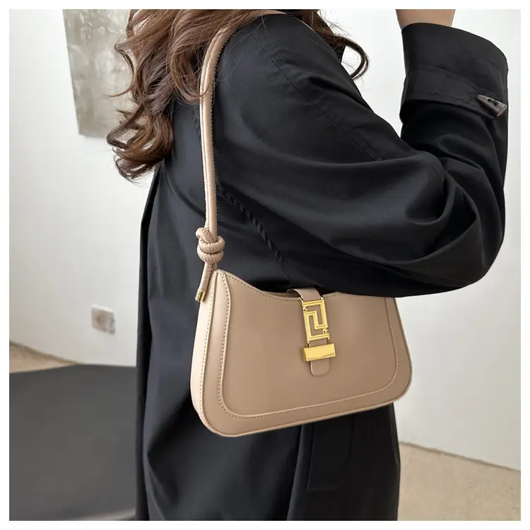 Women's Beige Crossbody Bag with Gold Clasp — feature 11