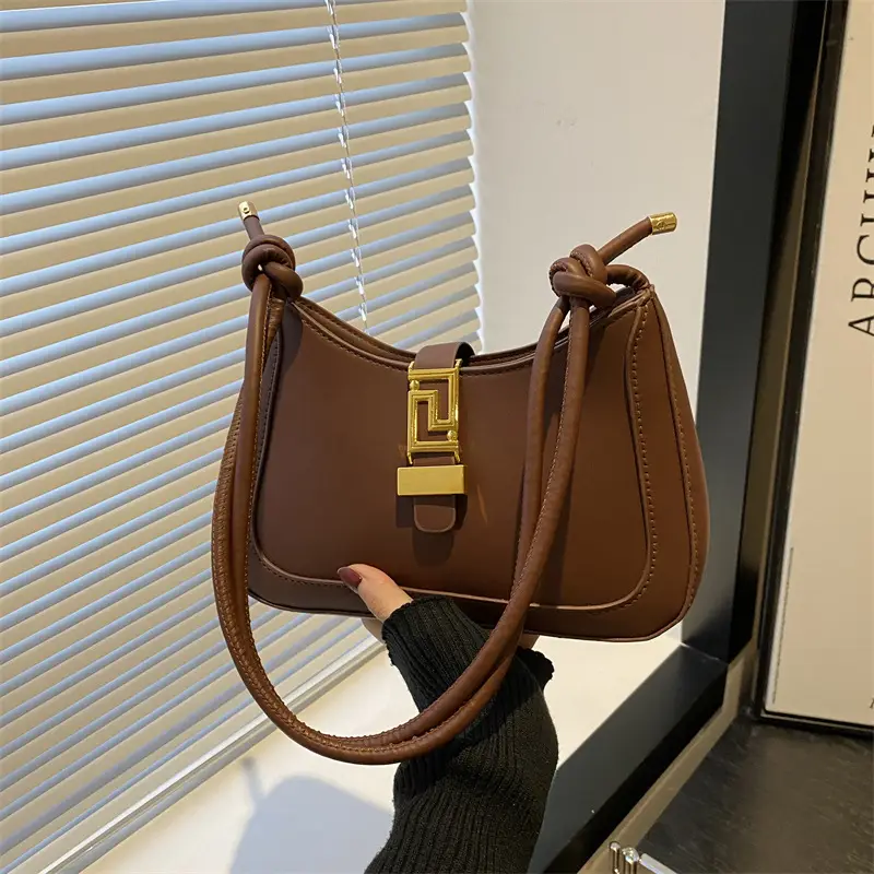 Women's Beige Crossbody Bag with Gold Clasp