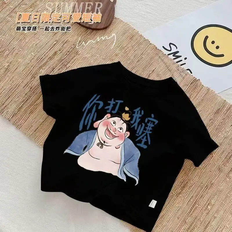 100% Cotton Nezha Boys T-Shirt Black Short Sleeve — feature 2