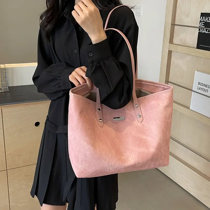 Women's Beige Large Capacity Shoulder Tote Bag 2025