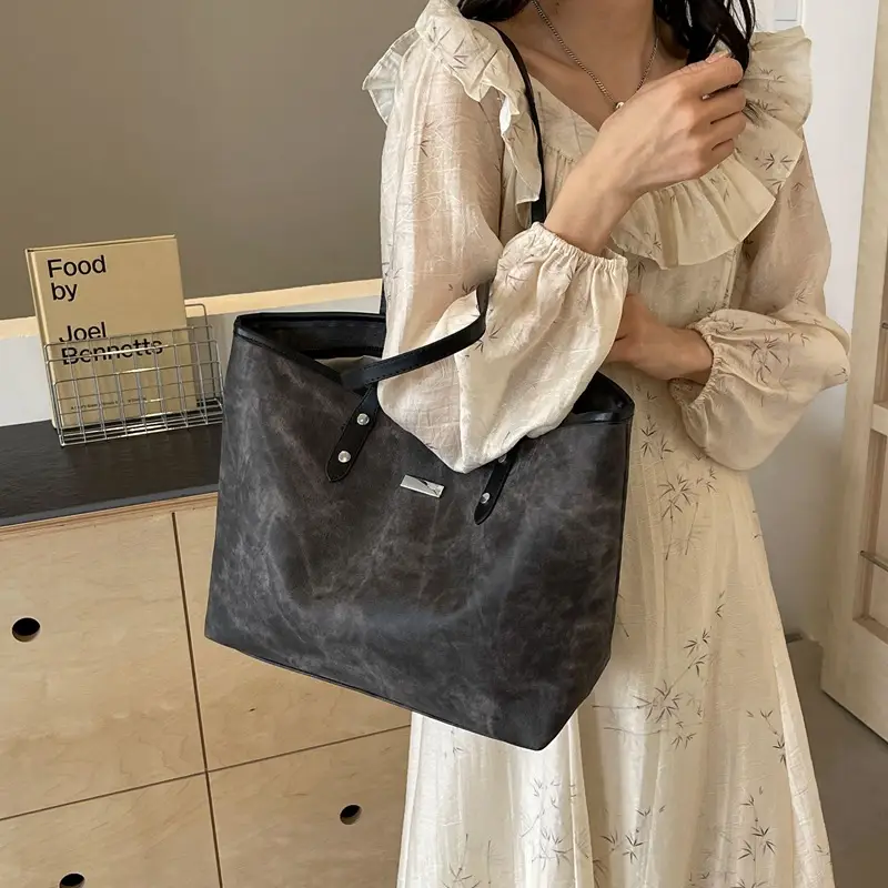 Women's Beige Large Capacity Shoulder Tote Bag 2025