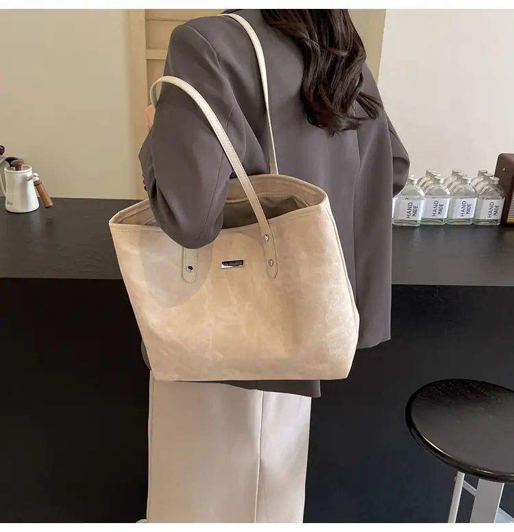 Women's Beige Large Capacity Shoulder Tote Bag 2025 — feature 36
