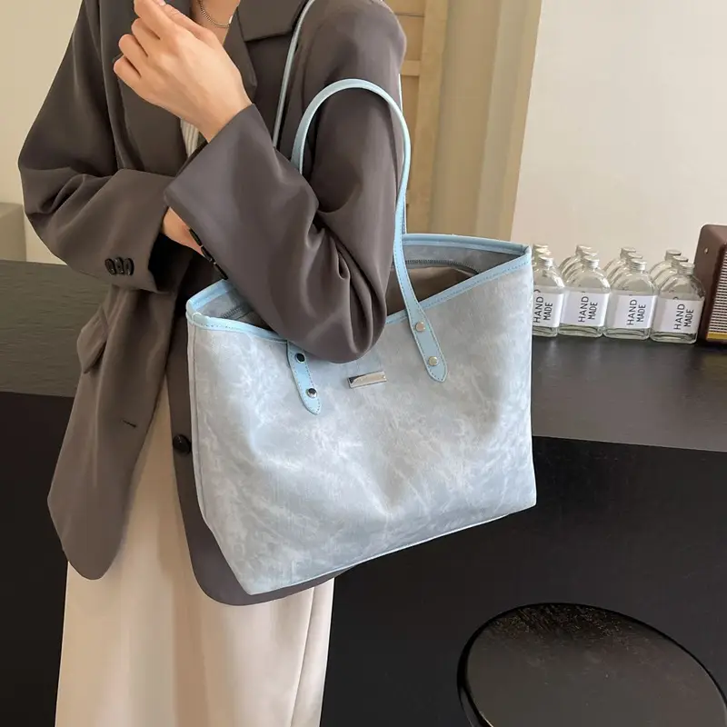 Women's Beige Large Capacity Shoulder Tote Bag 2025