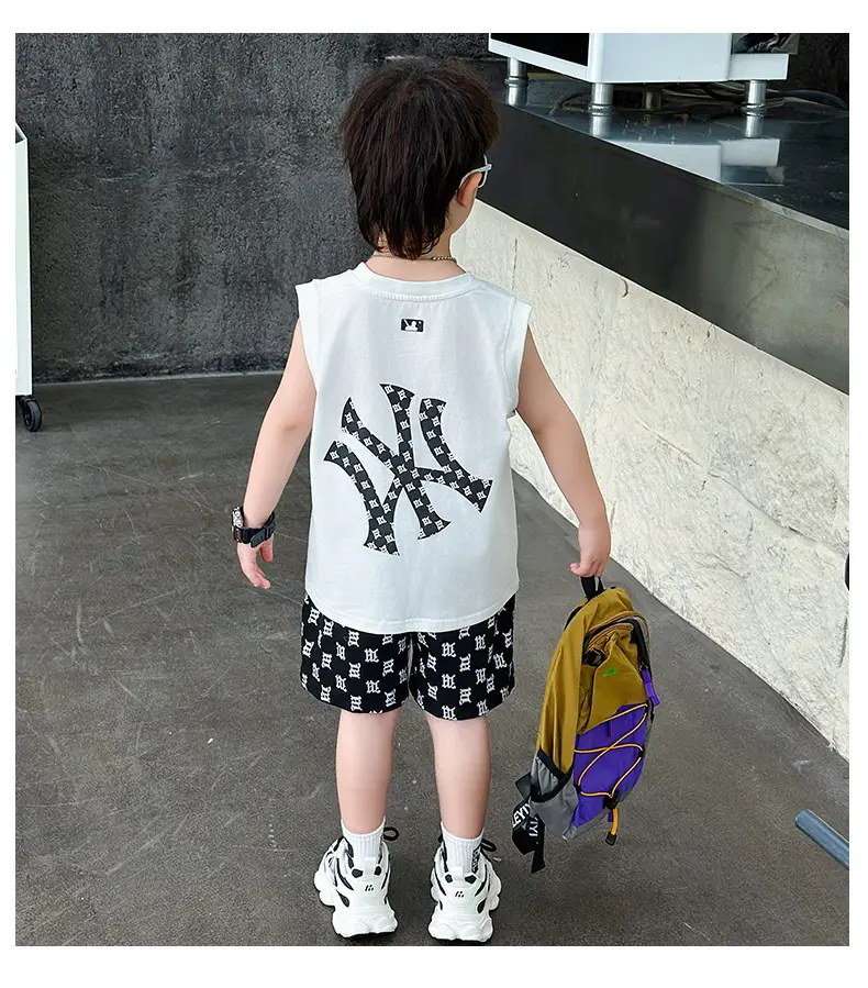 Boys Summer Vest Sleeveless White Black Korean Style — feature 8