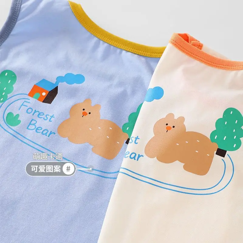 Baby Cotton Sleeveless T-Shirt with Bear Design - Image 5