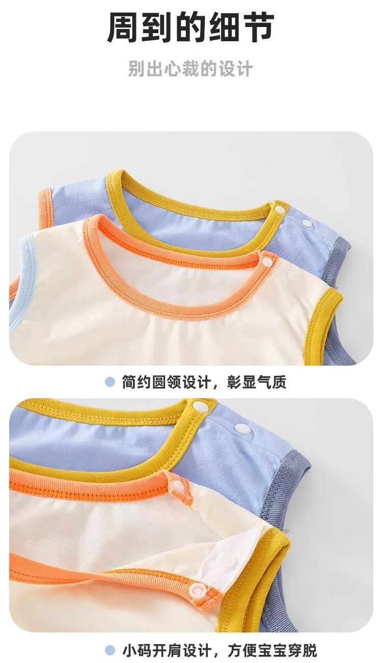 Baby Cotton Sleeveless T-Shirt with Bear Design — feature 8