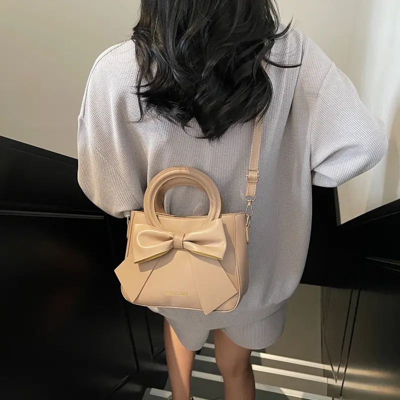 Women's Elegant Bowknot Shoulder Bag Beige - Image 10