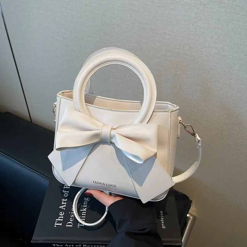 Women's Elegant Bowknot Shoulder Bag Beige - Image 2