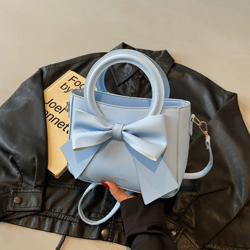 Women's Elegant Bowknot Shoulder Bag Beige - Image 3