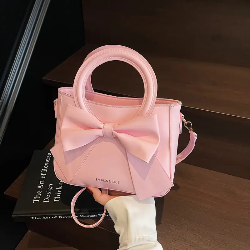 Women's Elegant Bowknot Shoulder Bag Beige - Image 4