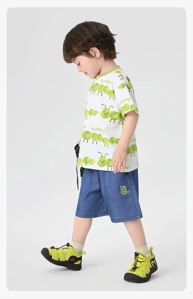 Right European Boy Cartoon Print Cool Short-Sleeved T-Shirt — feature 21