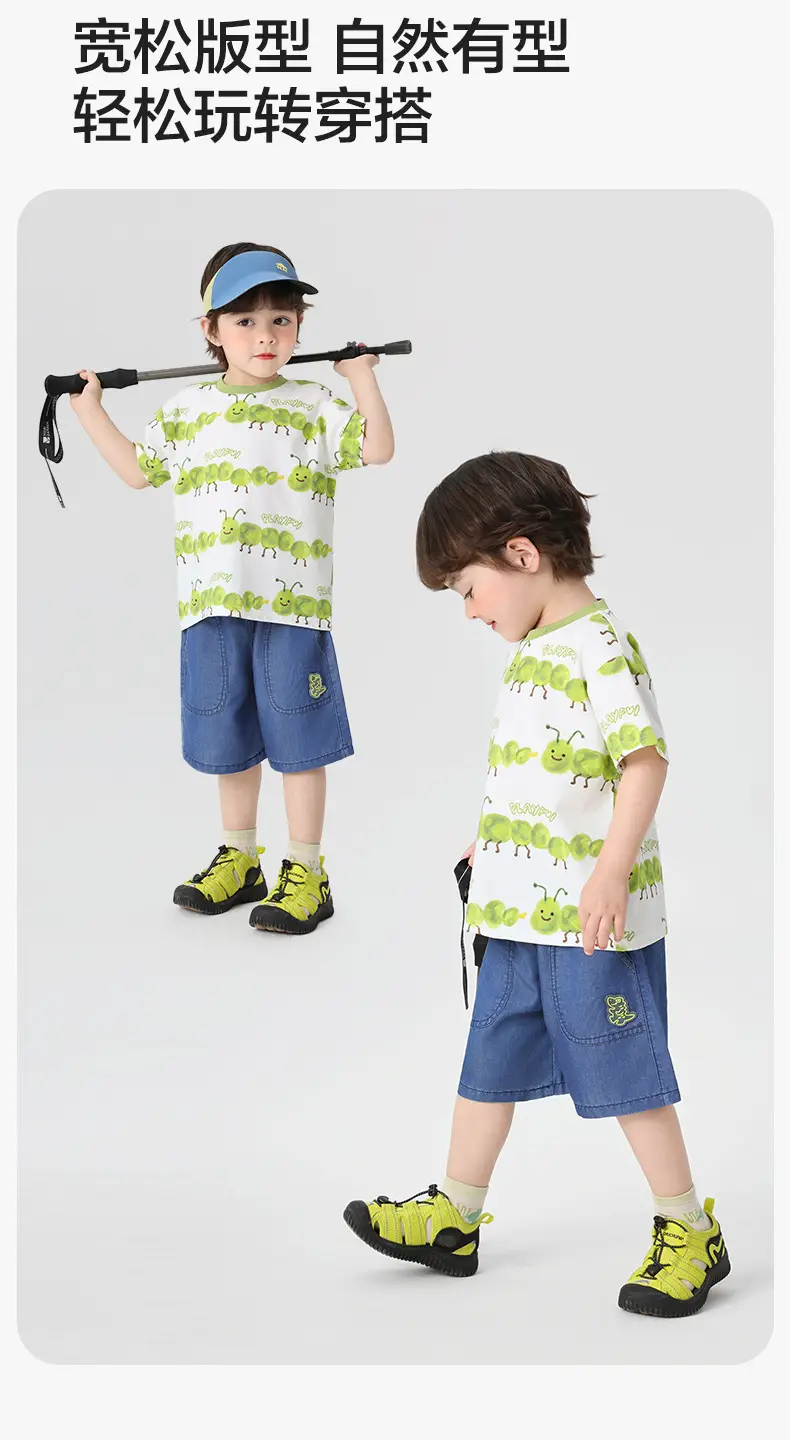 Right European Boy Cartoon Print Cool Short-Sleeved T-Shirt — feature 6