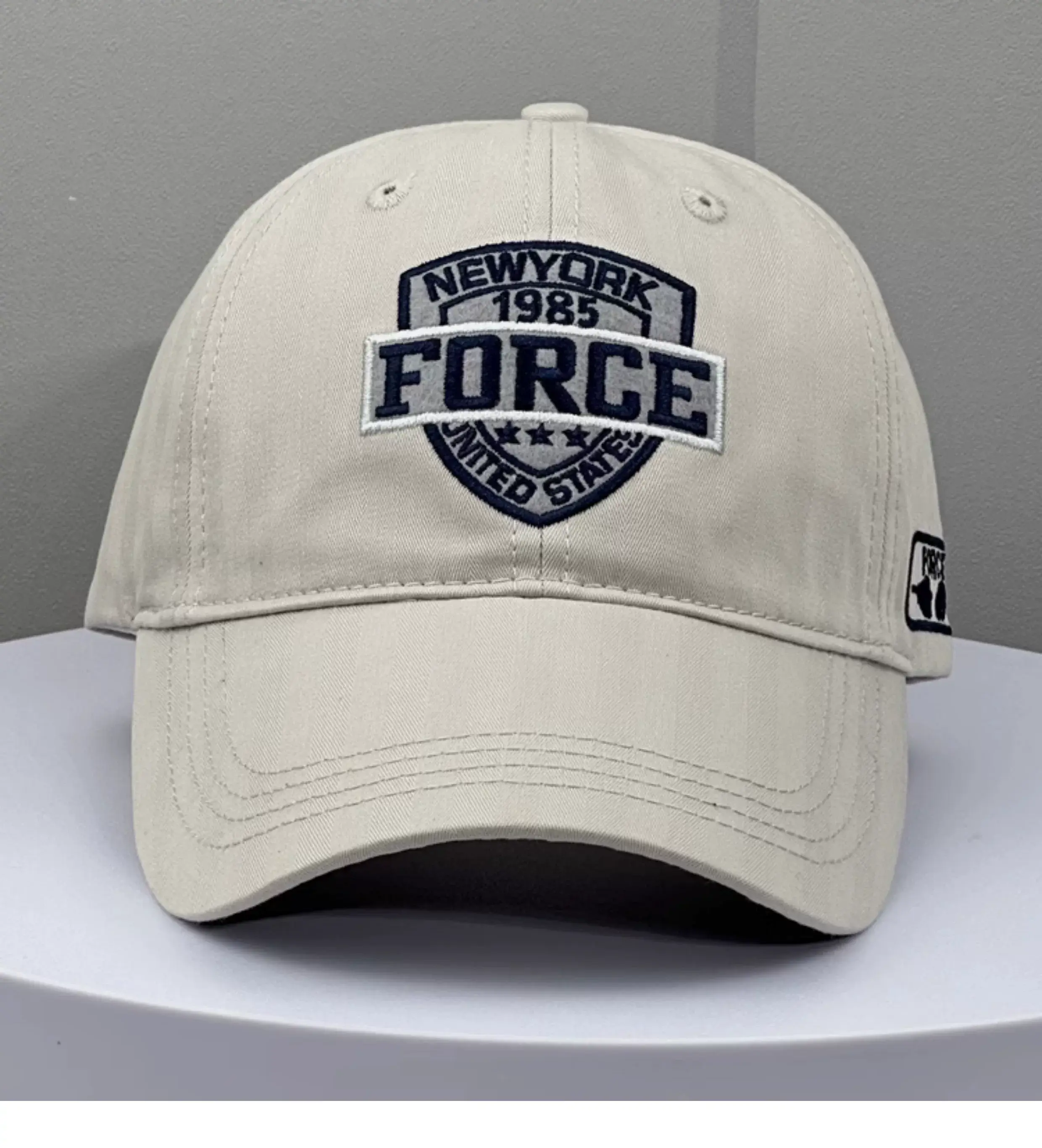 Big Head Baseball Cap for Men Wide Brim Beige — feature 14