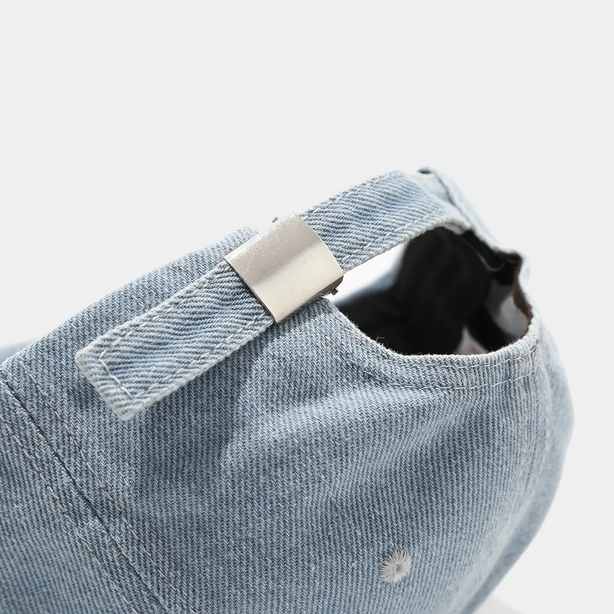Women Denim Ripped Baseball Cap with Iron Rings — feature 10