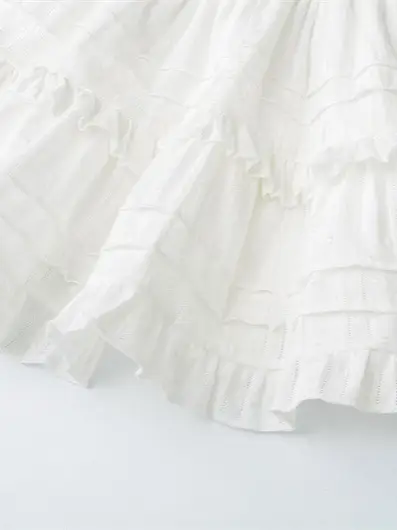 Women Ruffled Ruffled Skirt Set White Black Summer - Image 7