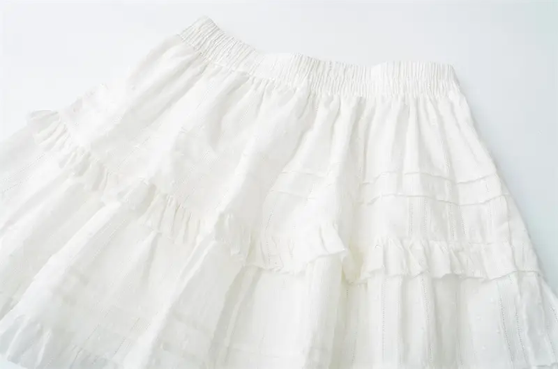 Women Ruffled Ruffled Skirt Set White Black Summer — feature 13