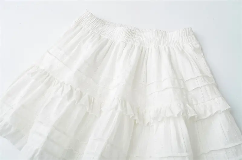 Women Ruffled Ruffled Skirt Set White Black Summer — feature 6