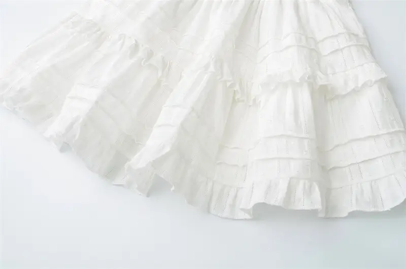 Women Ruffled Ruffled Skirt Set White Black Summer — feature 7