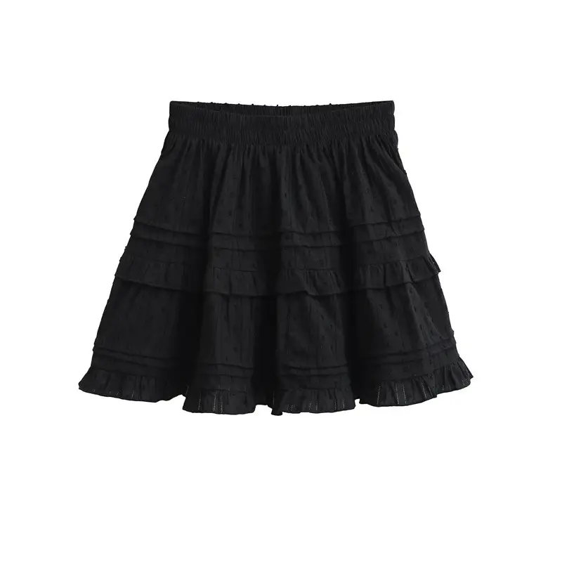 Women Ruffled Ruffled Skirt Set White Black Summer - Image 2