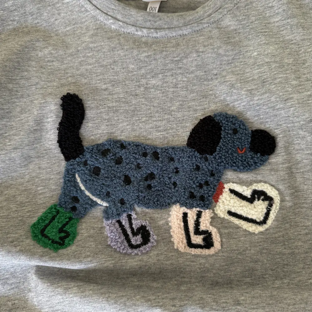 Girls Grey Puppy Embroidered T-Shirt 2025 Summer - Image 5