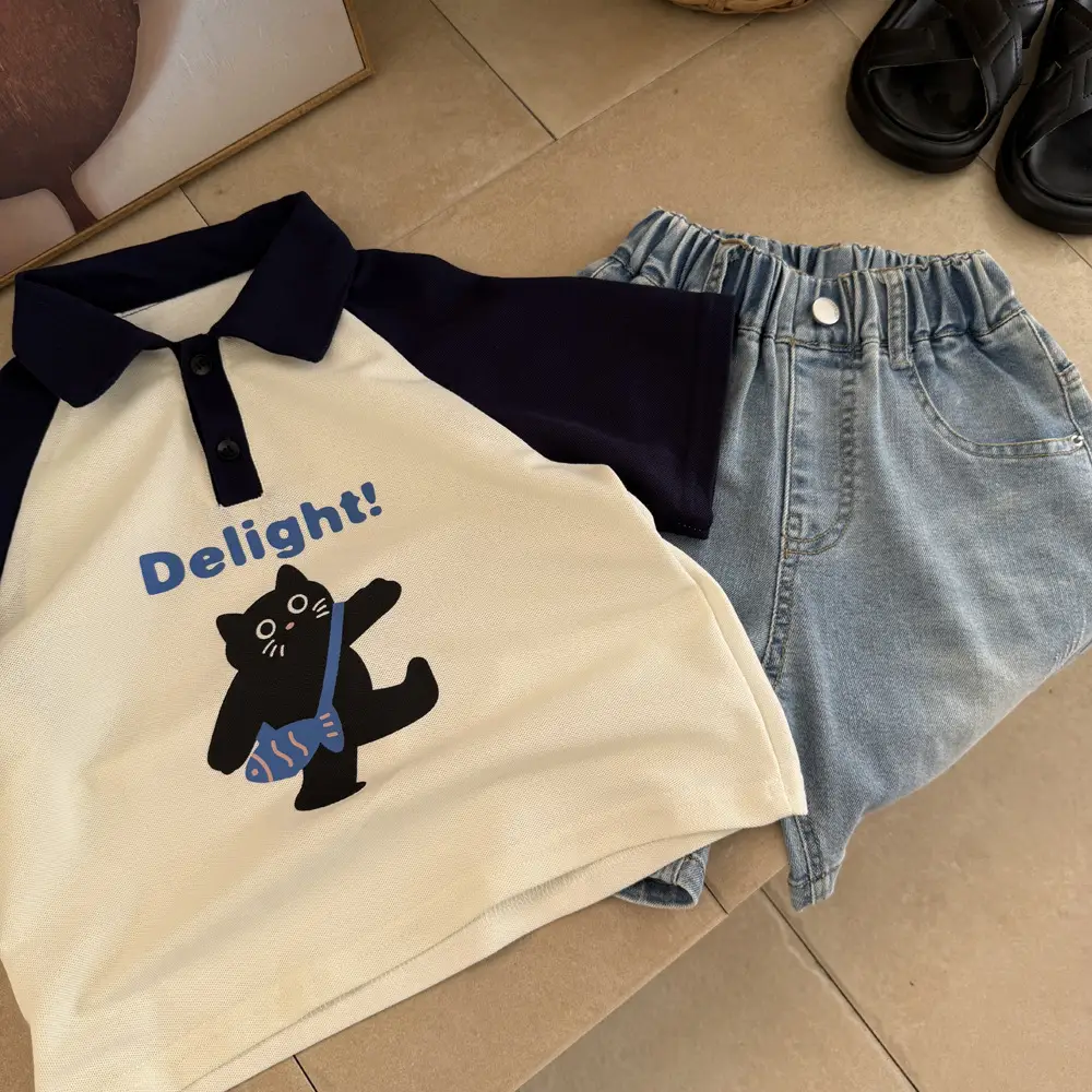 Kids Cartoon Polo T-Shirt Summer 2025 Medium Large - Image 5