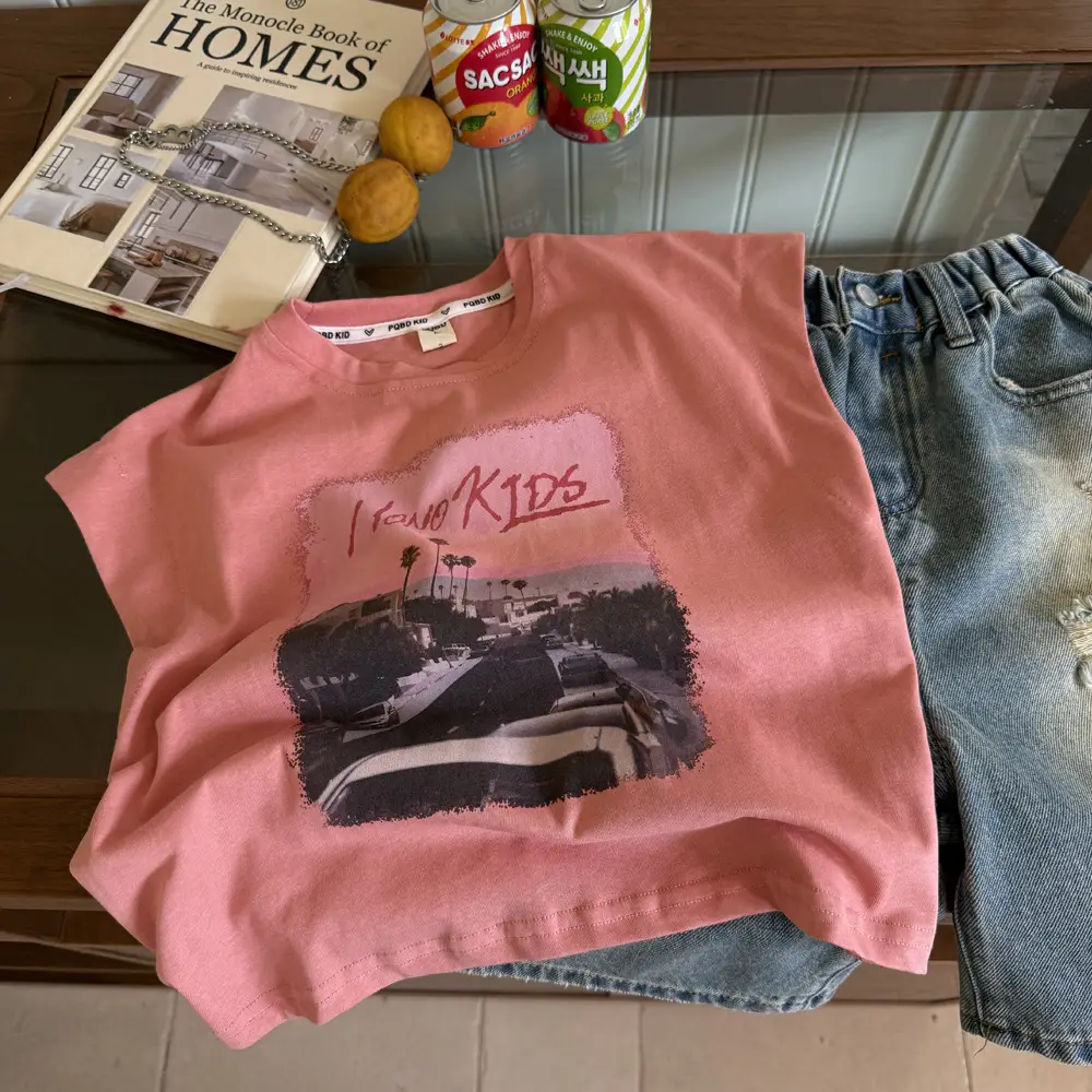 Pink Kids Vest T-Shirt Sleeveless Summer 2025 - Image 2