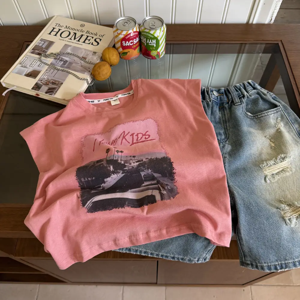 Pink Kids Vest T-Shirt Sleeveless Summer 2025 — feature 3