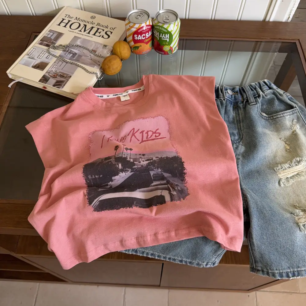 Pink Kids Vest T-Shirt Sleeveless Summer 2025 — feature 4