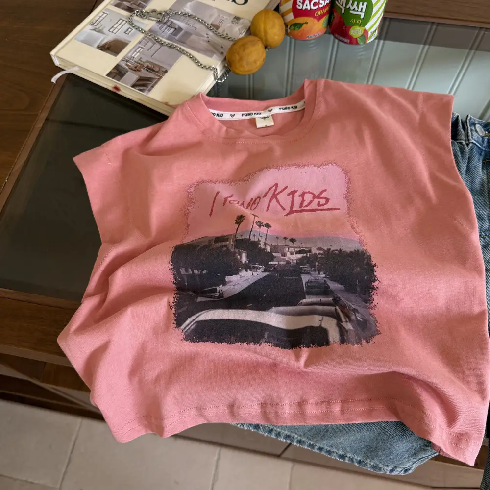 Pink Kids Vest T-Shirt Sleeveless Summer 2025 — feature 8