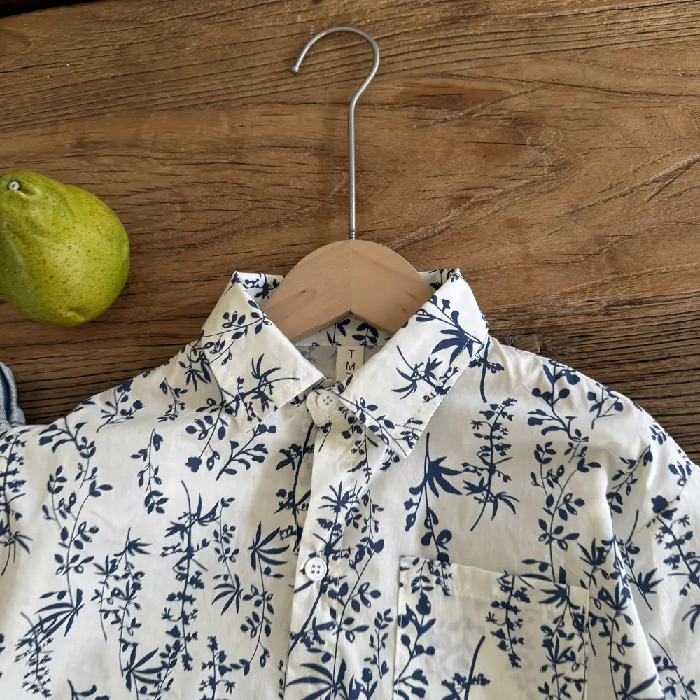 Boys Blue Floral Pure Cotton Short Sleeve T-Shirt - Image 5