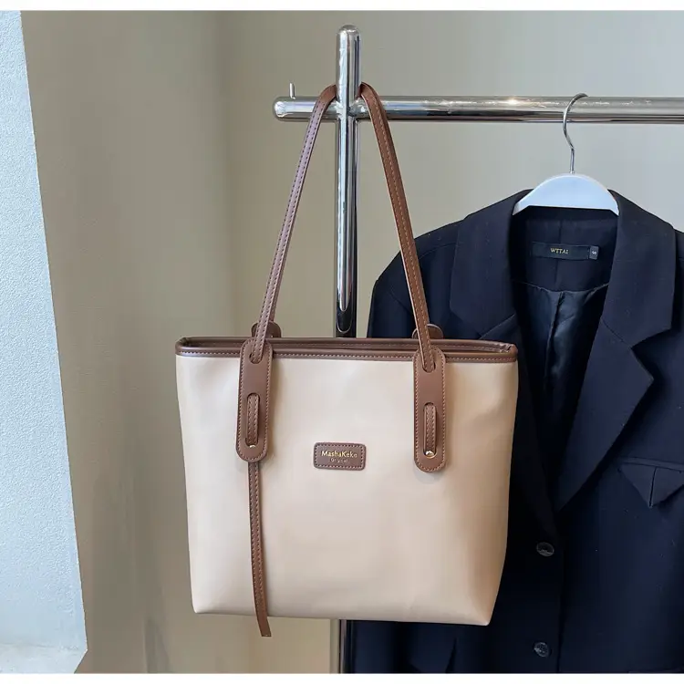 Women's Cream Brown Crossbody Tote Bag with Cute Charm — feature 20
