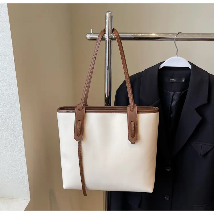Women's Cream Brown Crossbody Tote Bag with Cute Charm — feature 22