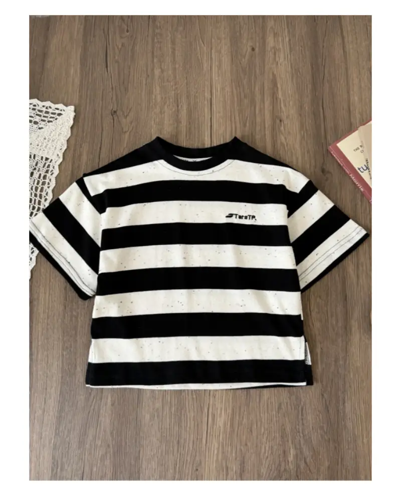 Summer Boys Crewneck Striped T-shirt Top — feature 13