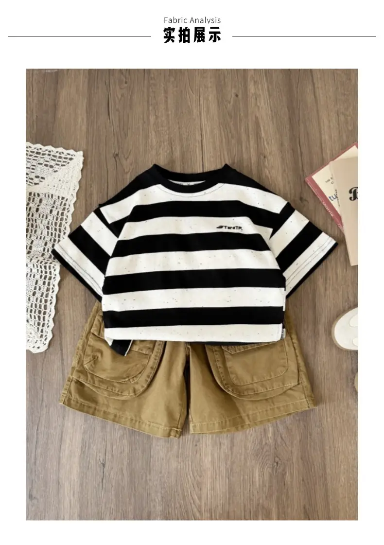Summer Boys Crewneck Striped T-shirt Top — feature 9