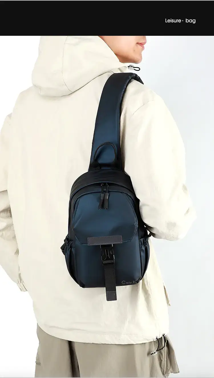 Men's Blue Casual Crossbody Bag with Adjustable Strap — feature 3