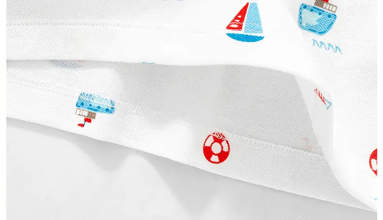 Boys' White Polo T-Shirt with Lighthouse & Sailboat Print — feature 14