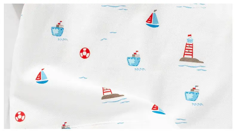 Boys' White Polo T-Shirt with Lighthouse & Sailboat Print — feature 16