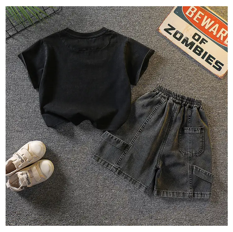 Boys Black Graphic T-Shirt Shorts Set 2026 — feature 12