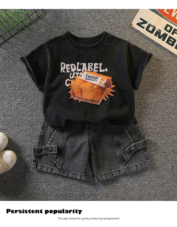 Boys Black Graphic T-Shirt Shorts Set 2026 — feature 13