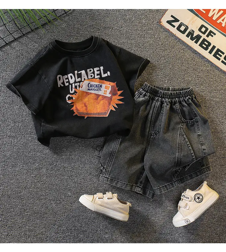 Boys Black Graphic T-Shirt Shorts Set 2026 — feature 14