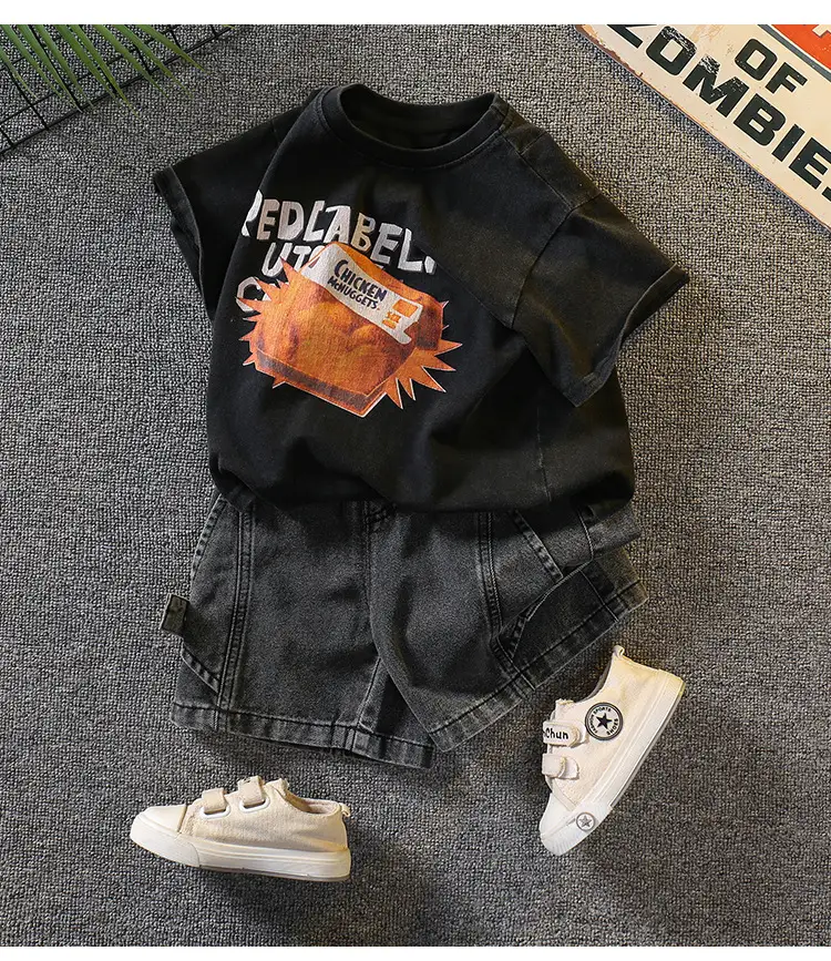 Boys Black Graphic T-Shirt Shorts Set 2026 — feature 15